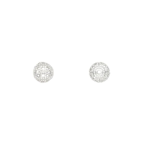 Bead, silver-plated brass, 6mm filigree round. Sold per pkg of 100. image number 0