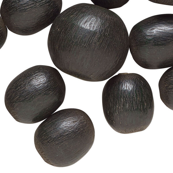 Bead mix, wood (dyed/waxed), medium to dark green, 16x13mm-24x20mm mixed shapes. Sold per 6-ounce pkg, approximately 60 beads. image number 0