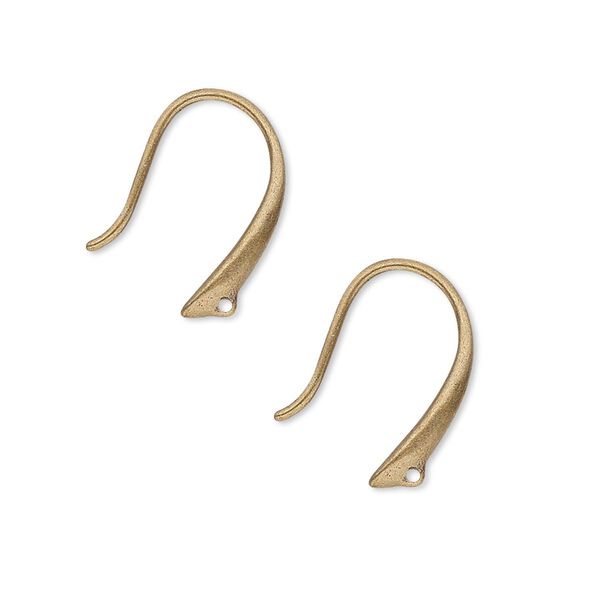 Ear wire fishhook 1pkg10 antique gold-plated, 17mm fancy / closed loop, 20 gauge brass 5 pair image number 0