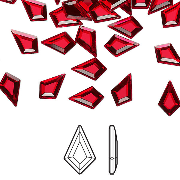 Flat back 6pk light Siam foil back, Crystal Passions® 8.6x5.6mm kite 2771 image number 0