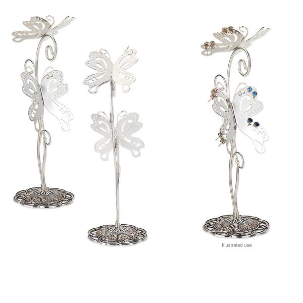 Display, silver-finished steel and antiqued silver-finished "pewter" (zinc-based alloy), 9 x 2-1/2 x 3 inch double butterfly. Sold individually. image number 0
