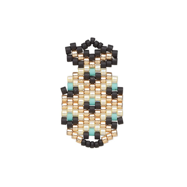 Link, Creative Touch, glass, multicolored, 26x15mm double-sided pineapple. Sold individually. image number 0