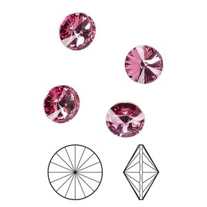 Chaton 8pk rose foil back, Crystal Passions® 8.16-8.41mm rivoli SS39 1122