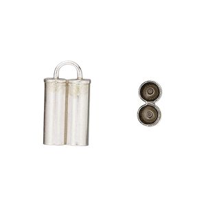 Cord end, sterling silver, 14x9.5mm double round tube, 4mm inside diameter. Sold per pkg of 2.