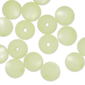 Bead, Cool Frost Resin Beads™, resin, frosted matte light green, 10mm round. Sold per pkg of 16.