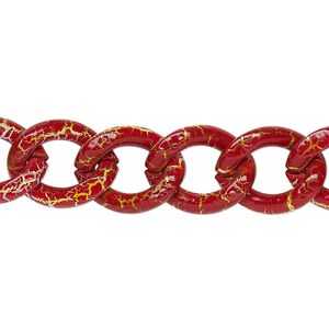 Chain 1pkg1 curb, 13mm, aluminum / crackle multicolored 24 inch