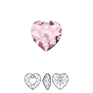 Drop 1pk light rose, Crystal Passions® 14.5mm pendant heart cut 6432