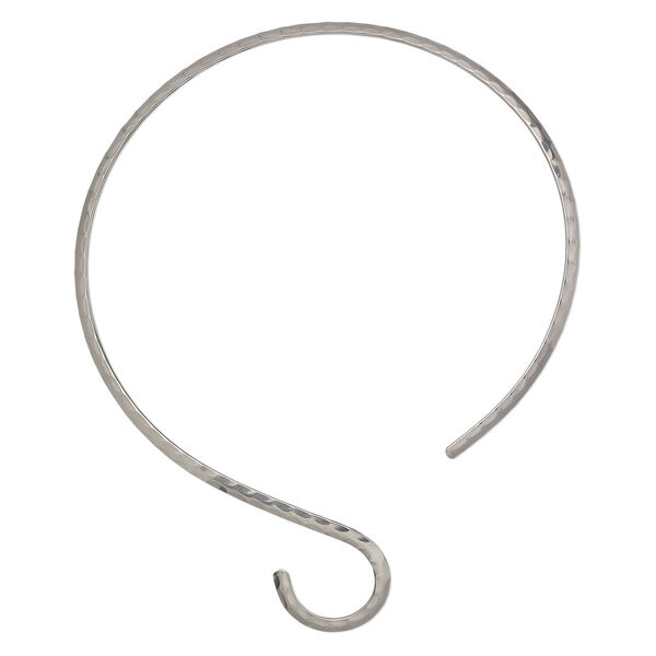 Neckwire, stainless steel, 4.5mm hammered round with curve, 15 inches. Sold individually. image number 0