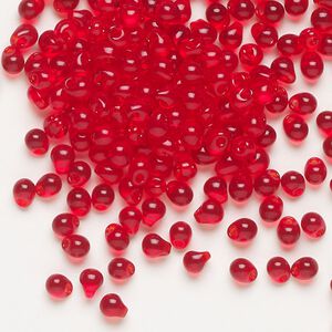 Seed bead, Miyuki, glass, pkg/10g, 4x3.4mm fringe, transparent red, (DP-140).