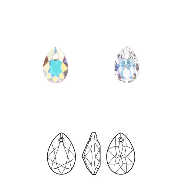 Drop 4pk crystal AB, Crystal Passions® 9x6mm pendant pear cut 6433 image number 0