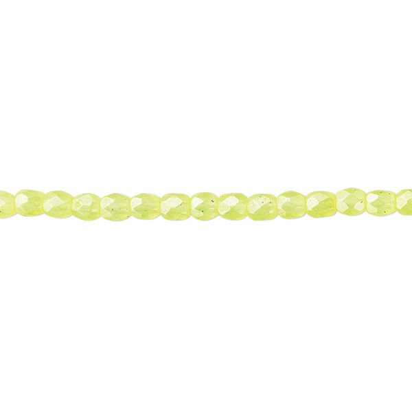 Bead, Czech fire-polished dipped décor glass, pearlescent light yellow, 3mm faceted round. Sold per 15-1/2" to 16" strand. image number 0
