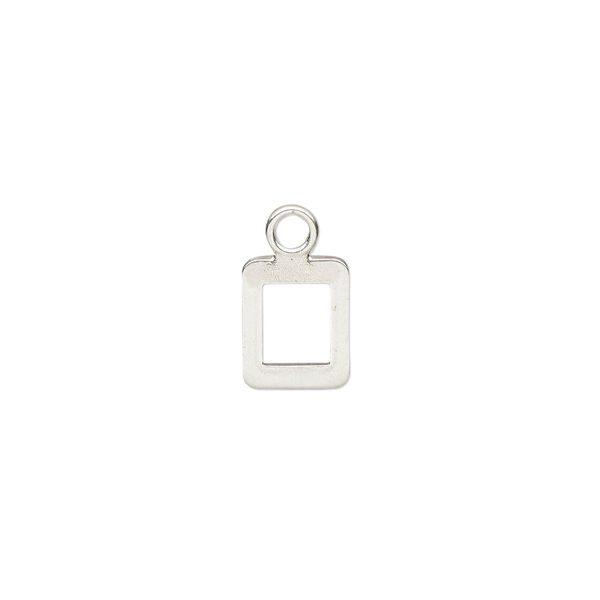 Charm, sterling silver, 10x8mm single-sided modern square alphabet letter O. Sold individually. image number 0
