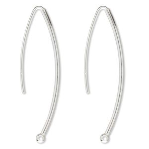 Ear wire 1pkg2 sterling silver, 43mm marquise / 3mm ball, 19 gauge 1 pair