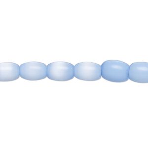 Bead, fiber optic glass, pkg/14 inch, opaque blue, 8x6mm center-drilled oval.