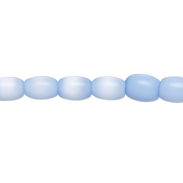 Bead, fiber optic glass, pkg/14 inch, opaque blue, 8x6mm center-drilled oval. image number 0