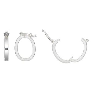 Clasp twister 1pkg1 sterling silver, 19.5x14mm hinged oval / safety latch, JBB Findings 1-strand