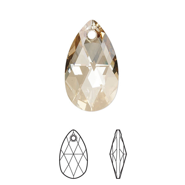 Drop 1pk crystal golden shadow, Crystal Passions® 22x13mm pendant pear 6106 image number 0