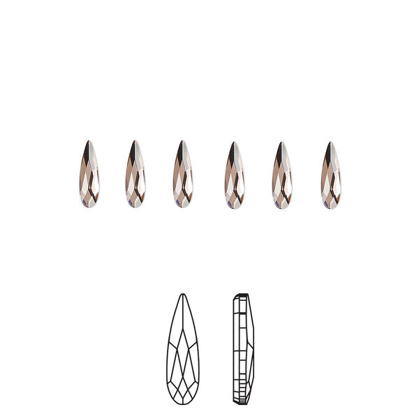 Flat back 6pk blush rose foil back, Crystal Passions® 6x1.7mm raindrop 2304 image number 0