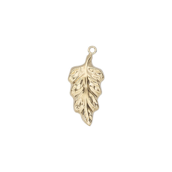 Charm, 14Kt gold-filled, 18x9mm single-sided leaf. Sold individually. image number 0