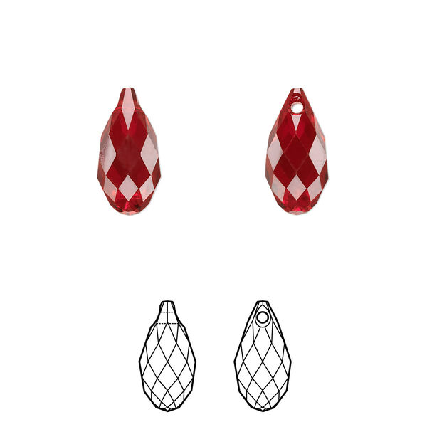 Briolette 2pk Siam, Crystal Passions® 13x6.5mm pendant drop 6010 image number 0