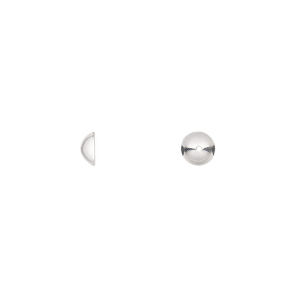 Bead cap, sterling silver, 5x2mm round, fits 6-8mm bead. Sold per pkg of 10. image number 0