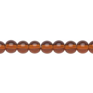 Bead, glass, light brown, 6mm round. Sold per 36-inch strand.
