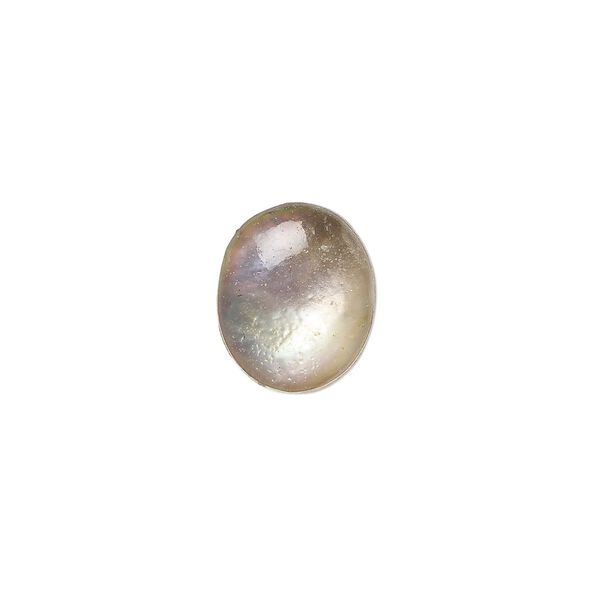 Cabochon, abalone shell (coated), 12x10mm calibrated oval, Mohs hardness 3-1/2. Sold per pkg of 6. image number 0