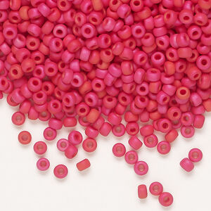 Seed bead, Miyuki 1pkg50g, glass, #8 rocaille, opaque matte luster red (RR-2076)