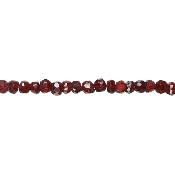 Garnet 1pkg1, hand-cut faceted uneven round bead, 13 inch 3-4mm image number 0