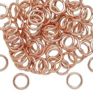 Jump ring, anodized aluminum, copper, 8mm round, 5.4mm inside diameter, 16 gauge. Sold per pkg of 100.