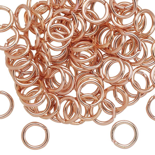 Jump ring, anodized aluminum, copper, 8mm round, 5.4mm inside diameter, 16 gauge. Sold per pkg of 100. image number 0
