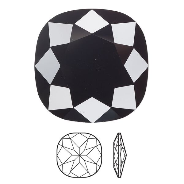 Fancy stone 24pk jet, Swarovski&reg; 27mm cushion 4487 image number 0