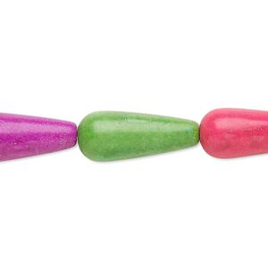 Bead, "howlite" (imitation) resin, mixed colors, 19x8mm-21x9mm teardrop. Sold per 15-inch strand.
