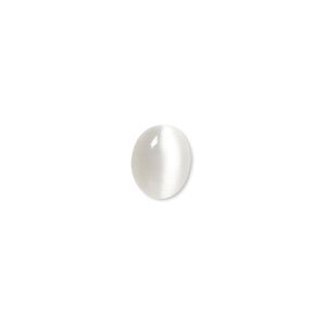 Cabochon, cat's eye glass (fiber optic glass), grey, 10x8mm calibrated oval, quality grade. Sold per pkg of 10.