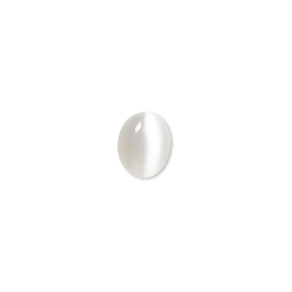 Cabochon, cat's eye glass (fiber optic glass), grey, 10x8mm calibrated oval, quality grade. Sold per pkg of 10. image number 0