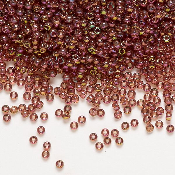 Seed bead, Miyuki, glass, pkg/25g, #11 rocaille, translucent gold luster rainbow dark topaz (RR-301). image number 0