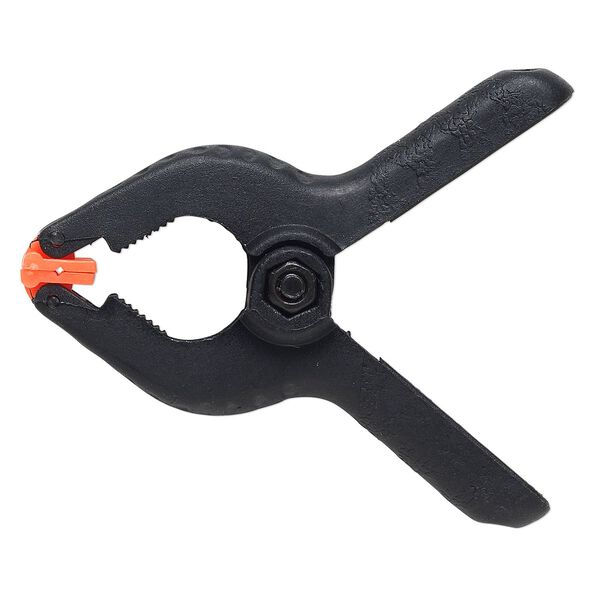Spring clamp, nylon and steel, black and orange, 2-1/2 x 2 inches. Sold per pkg of 16. image number 0