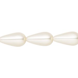 Pearl 50pk light creamrose, Preciosa Czech crystal 15x8mm pear