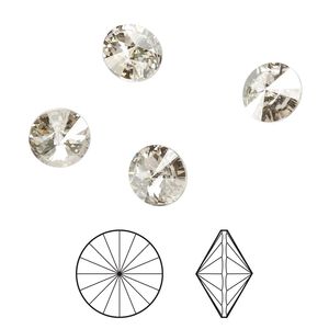 Chaton 8pk crystal silver shade foil back, Crystal Passions® 8.16-8.41mm rivoli SS39 1122