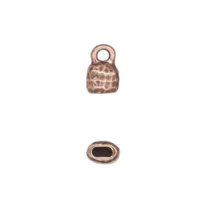 End cap, TierraCast®, "Hammertone" collection, antique copper-plated pewter (tin-based alloy), 7mm hammered cap. Sold per pkg of 20.