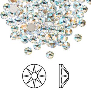 Flat back 1440pk crystal shimmer foil back, Swarovski® 3.8-4mm rose round SS16 2088