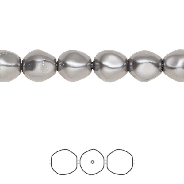 Pearl 10pk dark grey, Crystal Passions® 8mm baroque round 5841 image number 0
