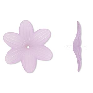Component, acrylic, frosted light purple, 48x7mm flower. Sold per pkg of 10.