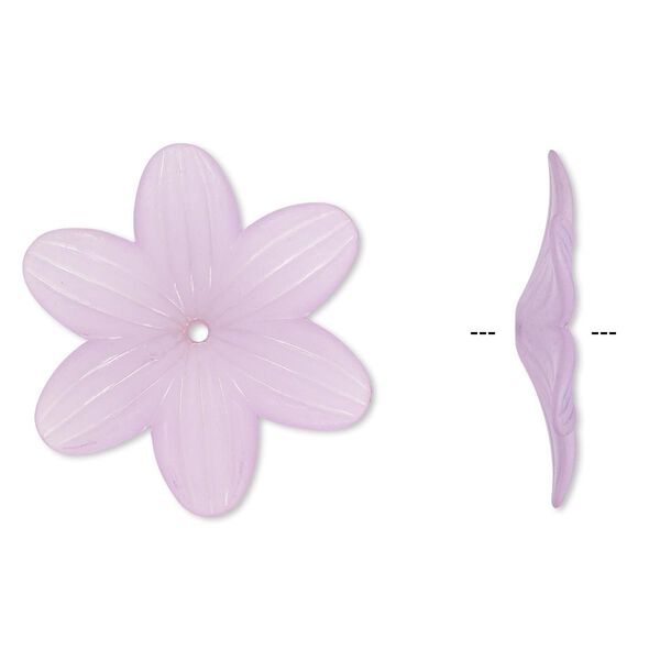 Component, acrylic, frosted light purple, 48x7mm flower. Sold per pkg of 10. image number 0