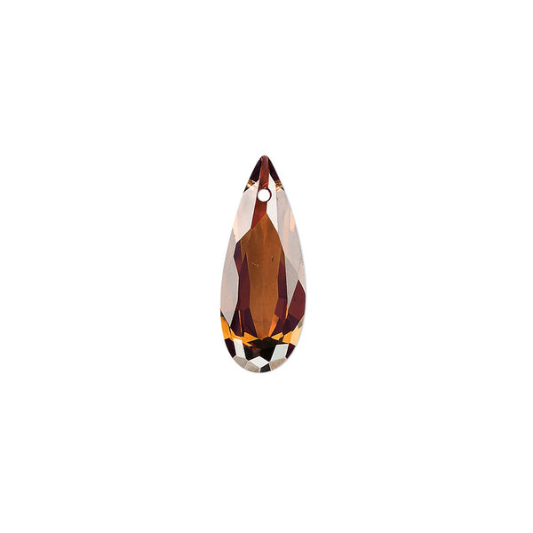 Drop, cubic zirconia, brown, 18x7mm hand-faceted teardrop, Mohs hardness 8-1/2. Sold per pkg of 2. image number 0