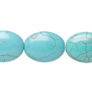 Magnesite 1pkg1, puffed oval bead 8 inch 19x15mm-20x15mm