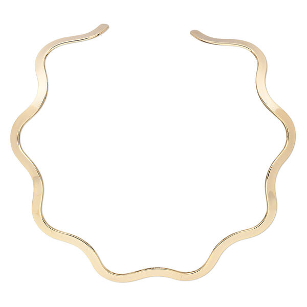 Neckwire, gold-plated brass, 5mm flat wavy, 15 inches. Sold individually. image number 0
