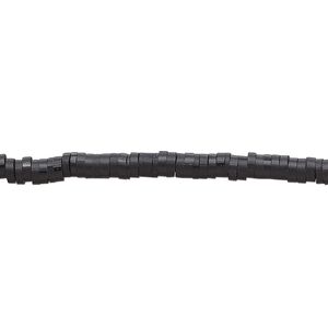Bead, polymer clay, opaque black, 3x1mm heishi. Sold per pkg of (2) 16-inch strands.