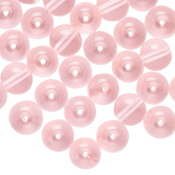 Bead mix, glass, transparent pink, 8mm round. Sold per 2-ounce pkg, approximately 80 beads. image number 0