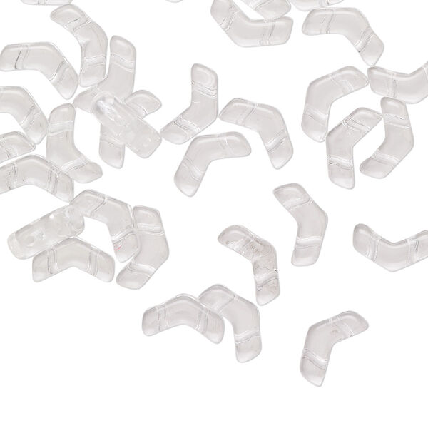 Bead, Preciosa, Czech pressed glass, clear, 8.5x4.5mm double-drilled chevron. Sold per pkg of 30. image number 0